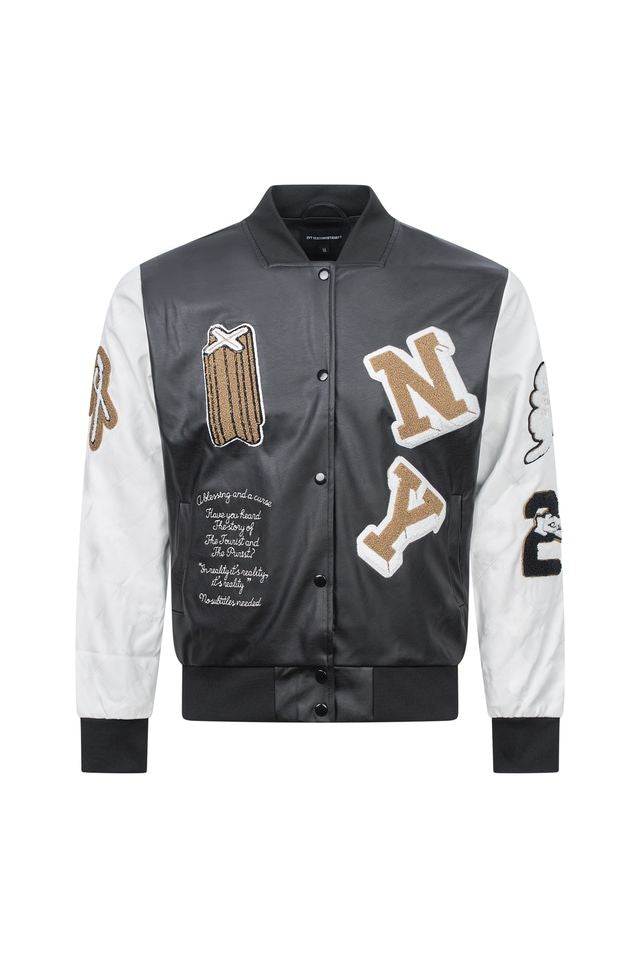 Black & White Varsity Patch Jacket – Slim Fit