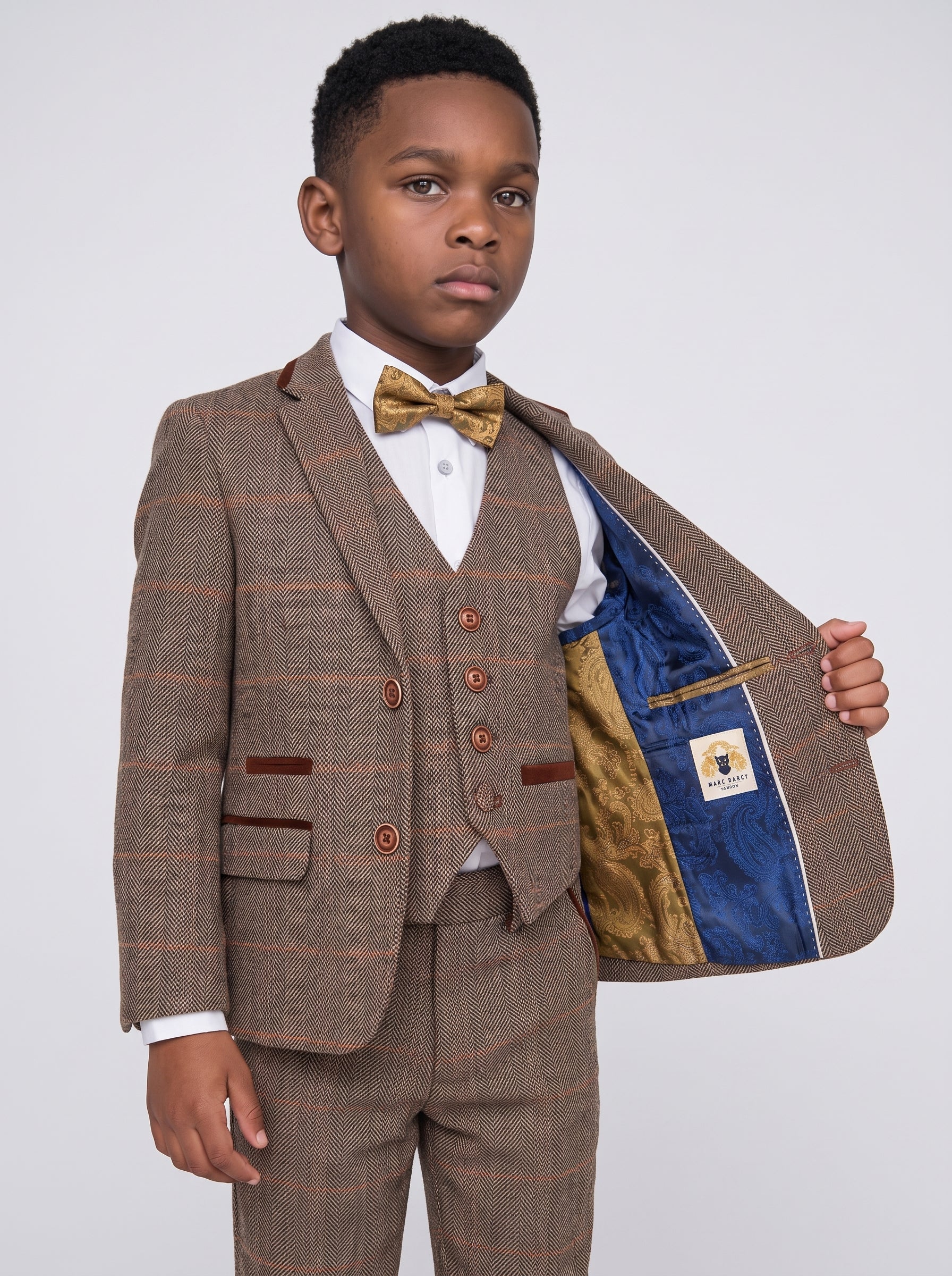 TED - Tan Tweed Check Three Piece Suit