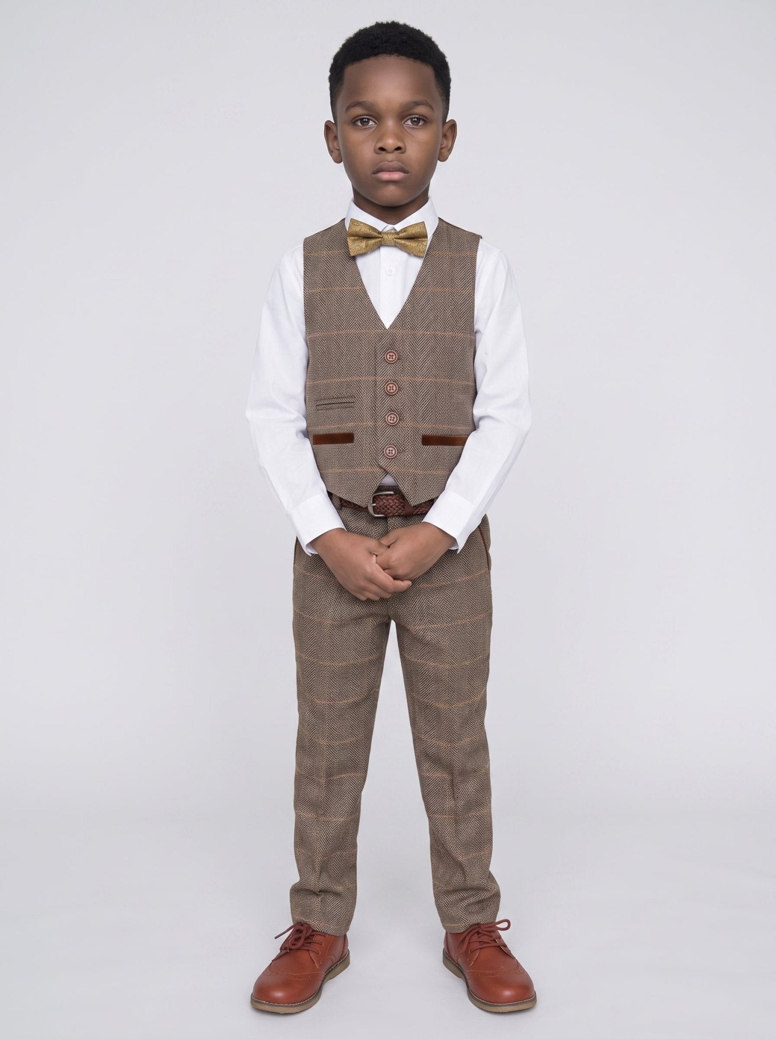 TED - Tan Tweed Check Three Piece Suit