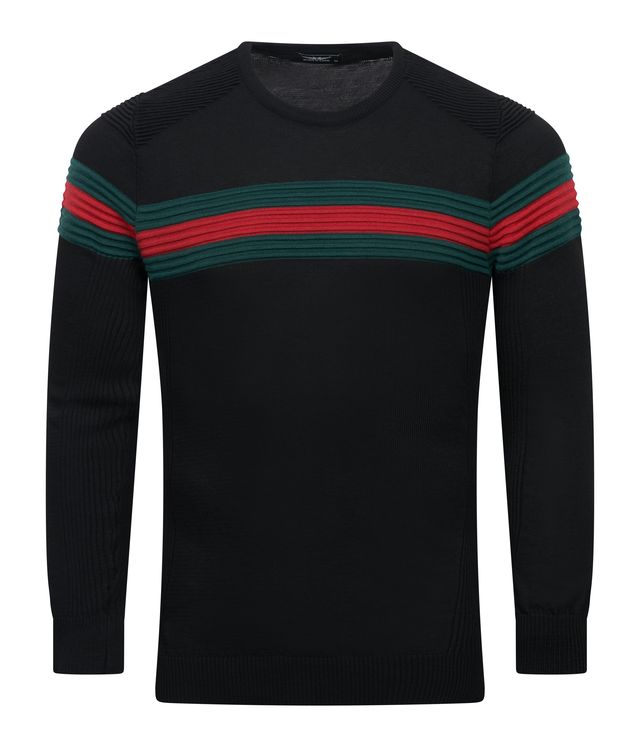 Crew Neck with Red & Green Stripe