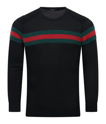 Crew Neck with Red & Green Stripe