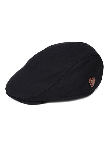 Franco Black Felt Flat Cap