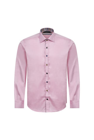 Pink Shirt with Stripe Trim
