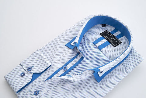 Blue Accent Micro-Dot Shirt