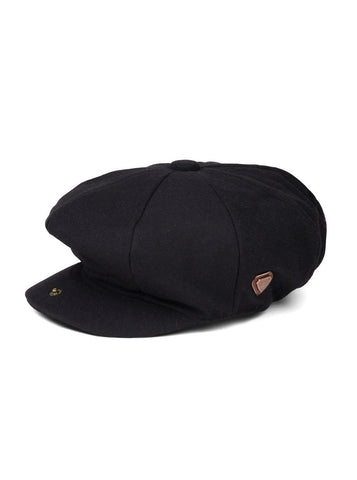 Paolo Black Felt Flat Cap