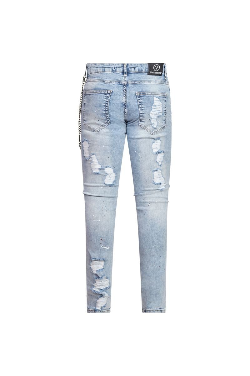 Ovy Ice Chain Distressed Stretch Denim