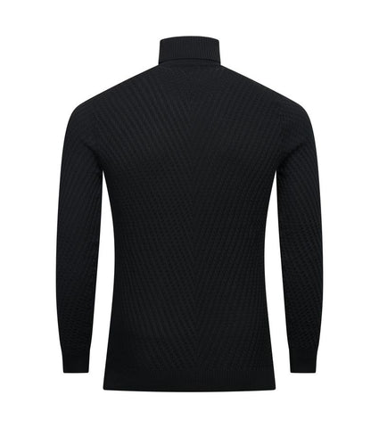 Black Textured Turtleneck