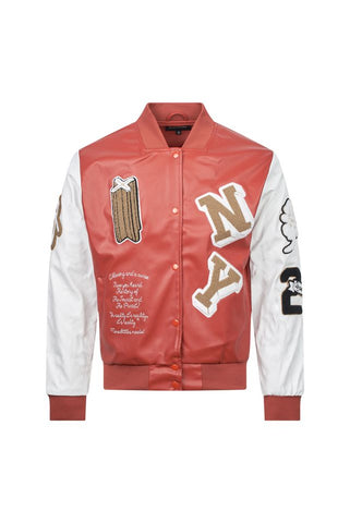 Red & White Varsity Patch Jacket – Slim Fit
