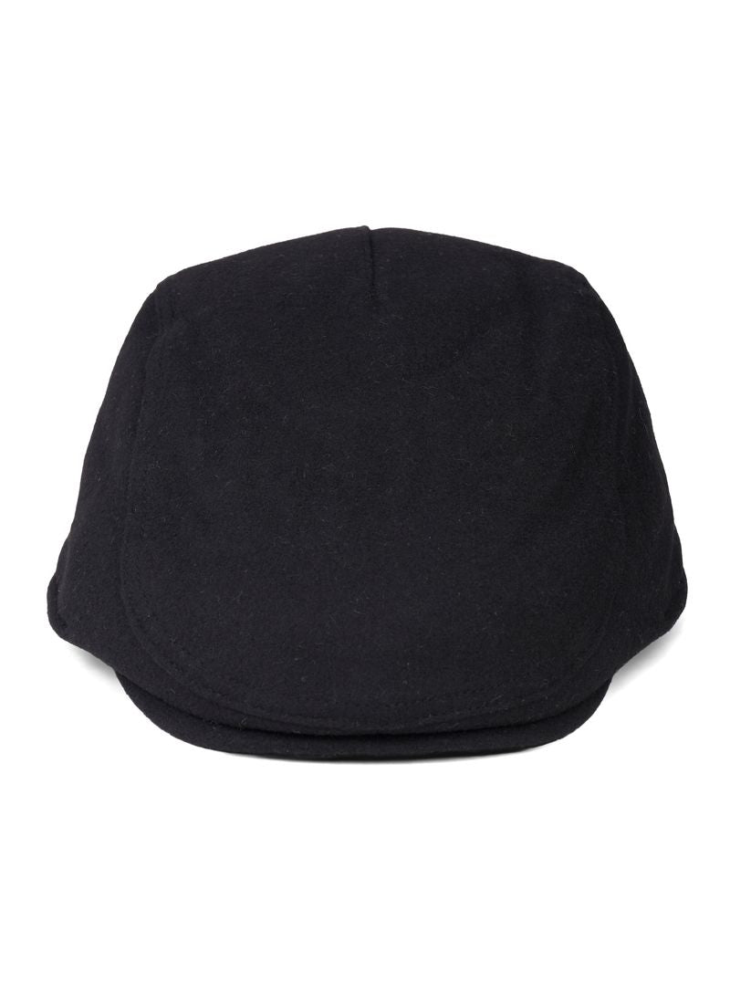 Franco Black Felt Flat Cap
