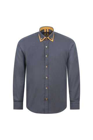 Navy & Mustard Contrast Collar Shirt