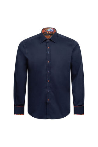 Navy Shirt with Abstract Contrast