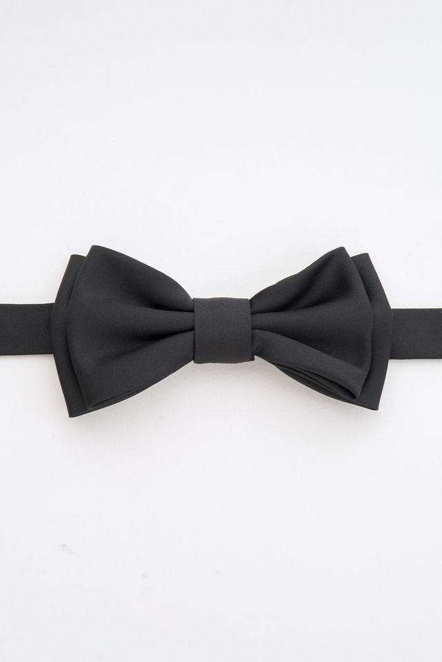 Black Satin Bow Tie Set with Cufflinks