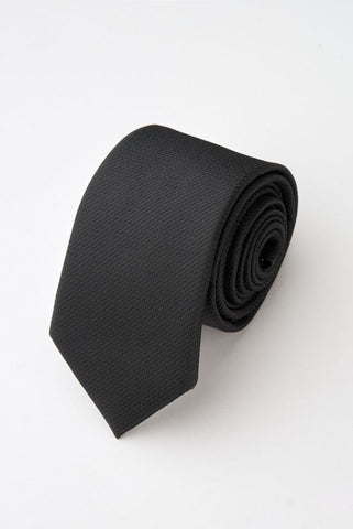 Black Textured Tie Set with Tie Bar & Cufflinks