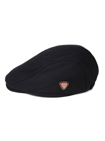 Franco Black Felt Flat Cap