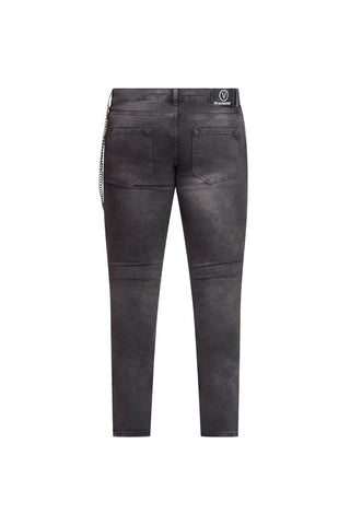 Ovy Noir Chain Distressed Stretch Denim