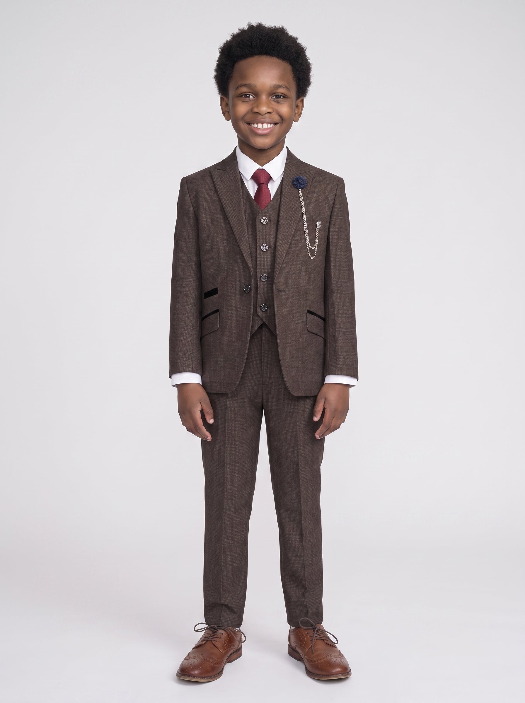 Boys Caridi Brown Three Piece Suit