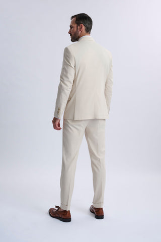 Fabrizio Beige Pinstripe Double-Breasted Suit