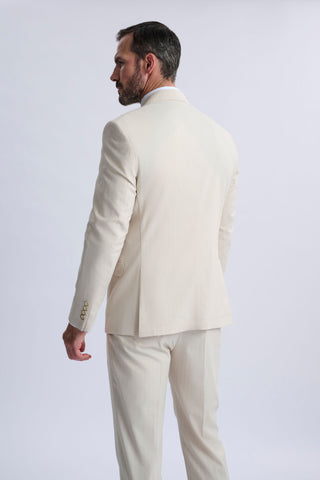 Fabrizio Beige Pinstripe Double-Breasted Suit