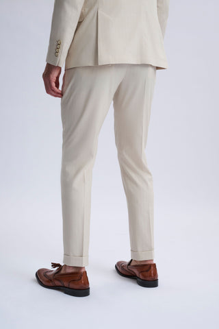 Fabrizio Beige Pinstripe Double-Breasted Suit