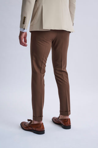 Leandro Fixed Double-Breasted Suit with Tobacco Trousers