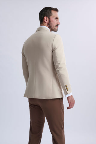 Leandro Fixed Double-Breasted Suit with Tobacco Trousers