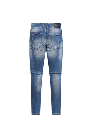 Mid Blue Ripped Slim Jeans