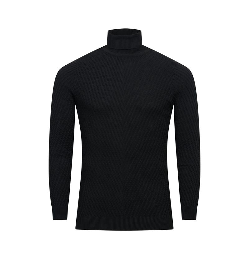Black Textured Turtleneck