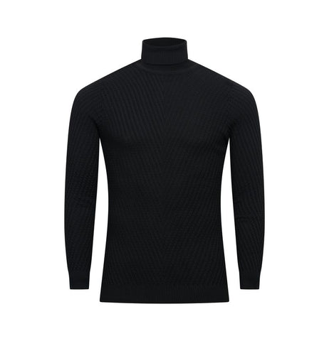 Black Textured Turtleneck