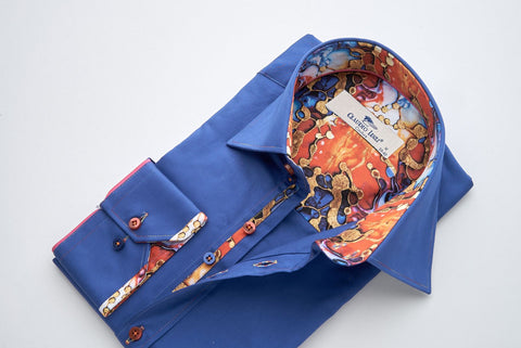Royal Blue Shirt with Abstract Contrast