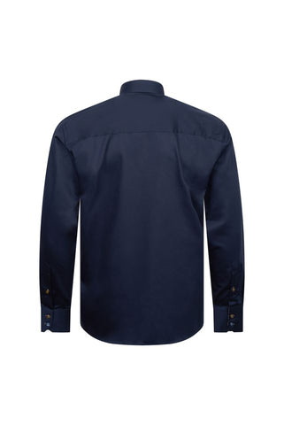 Navy Shirt with Stripe Trim