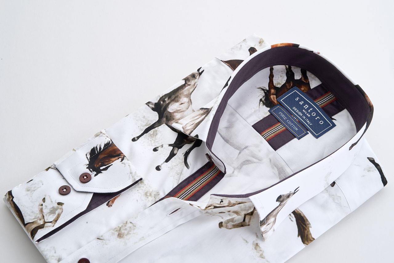 White Horse Print Shirt