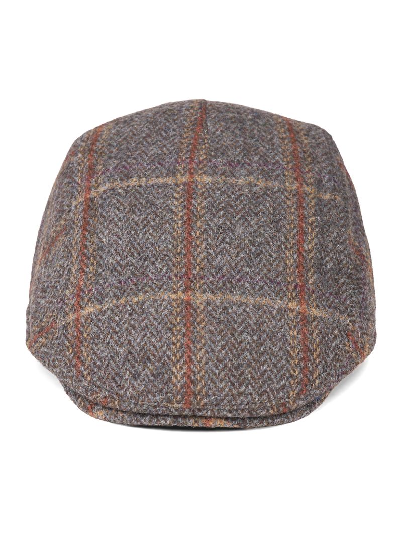 Franco Brown Check Tweed Flat Cap