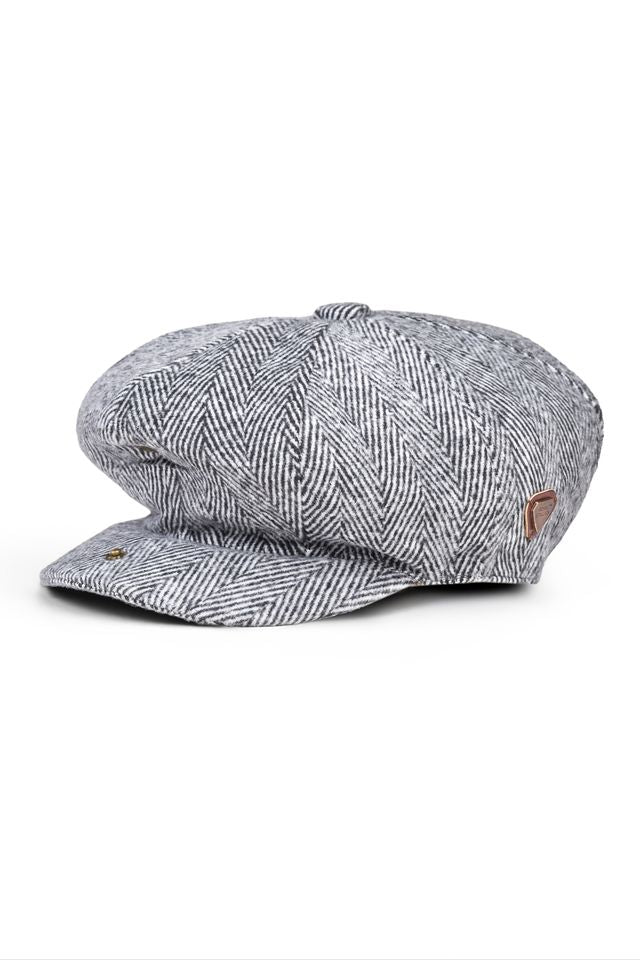 Paolo Grey Herringbone Flat Cap