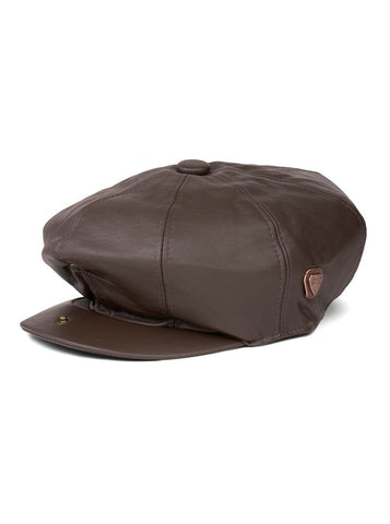 Paolo Brown Leather Flat Cap