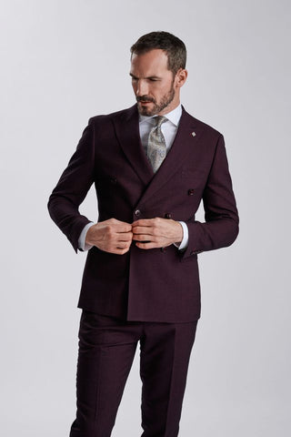 Regent Wine Double-Breasted Two Piece Suit