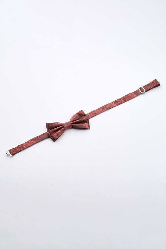 Burgundy Paisley Bow Tie Set with Pocket Square & Cufflinks