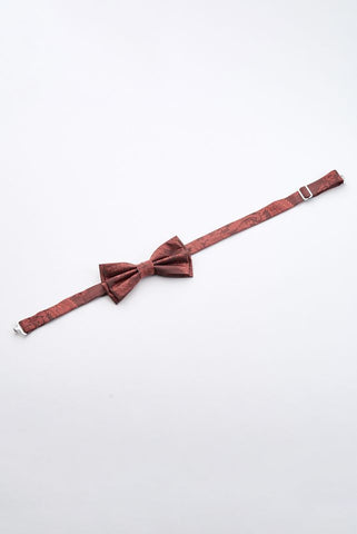 Burgundy Paisley Bow Tie Set with Pocket Square & Cufflinks
