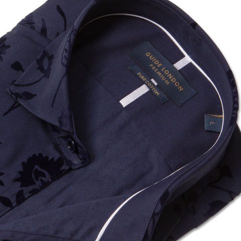 Navy Long Sleeve Cotton Shirt