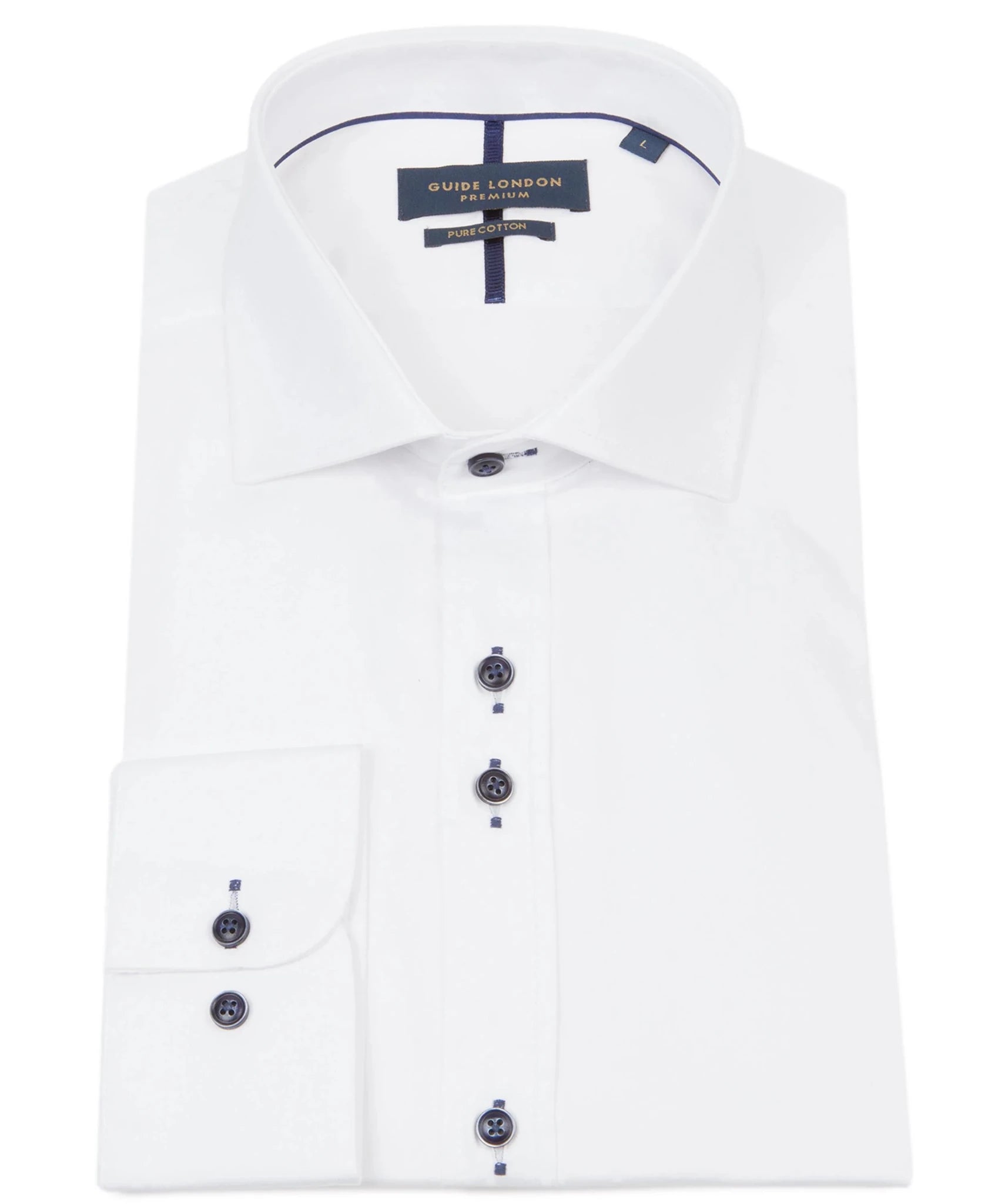 Long Sleeve Stitch Detail Classic White Shirt