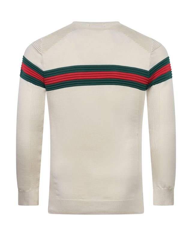 Crew Neck Champagne with Red & Green Stripe