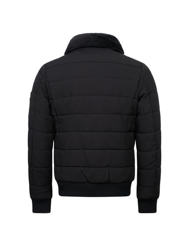 Black Bomber Jacket with Detachable Fur Collar