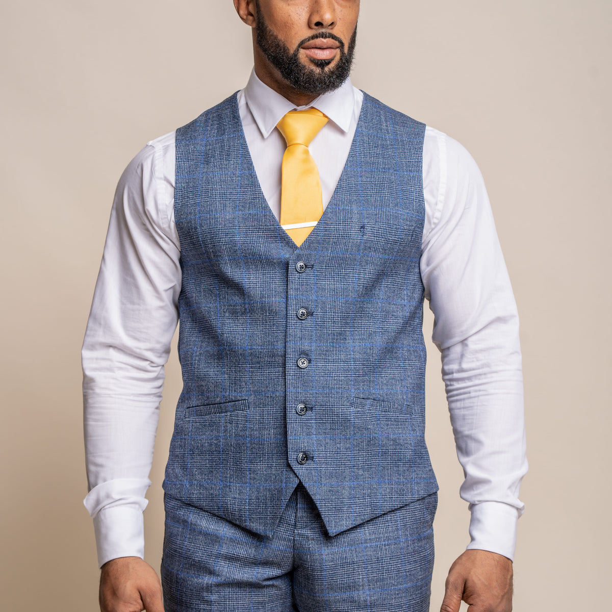 Phantom blue checked waistcoat