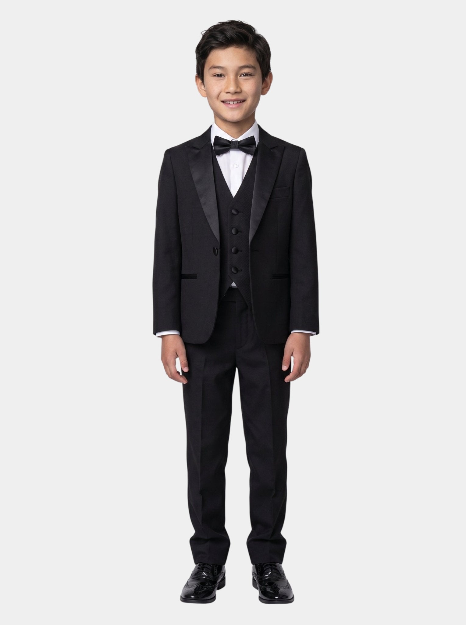 DALTON - Black Tux Lapel Diamond Three Piece Suit