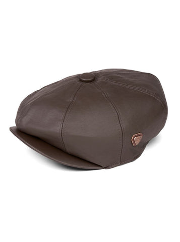 Paolo Brown Leather Flat Cap