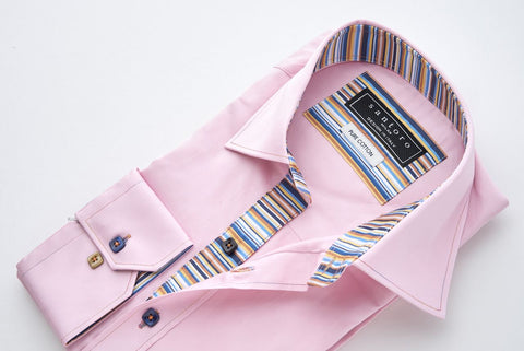 Pink Shirt with Stripe Trim