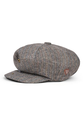 Paolo Brown Herringbone Flat Cap