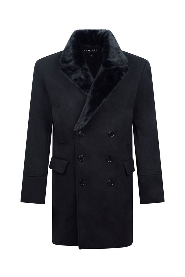 Imperiale Black Detachable Fur Overcoat