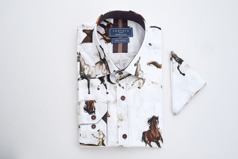 White Horse Print Shirt