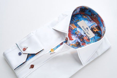 White Shirt with Abstract Trim