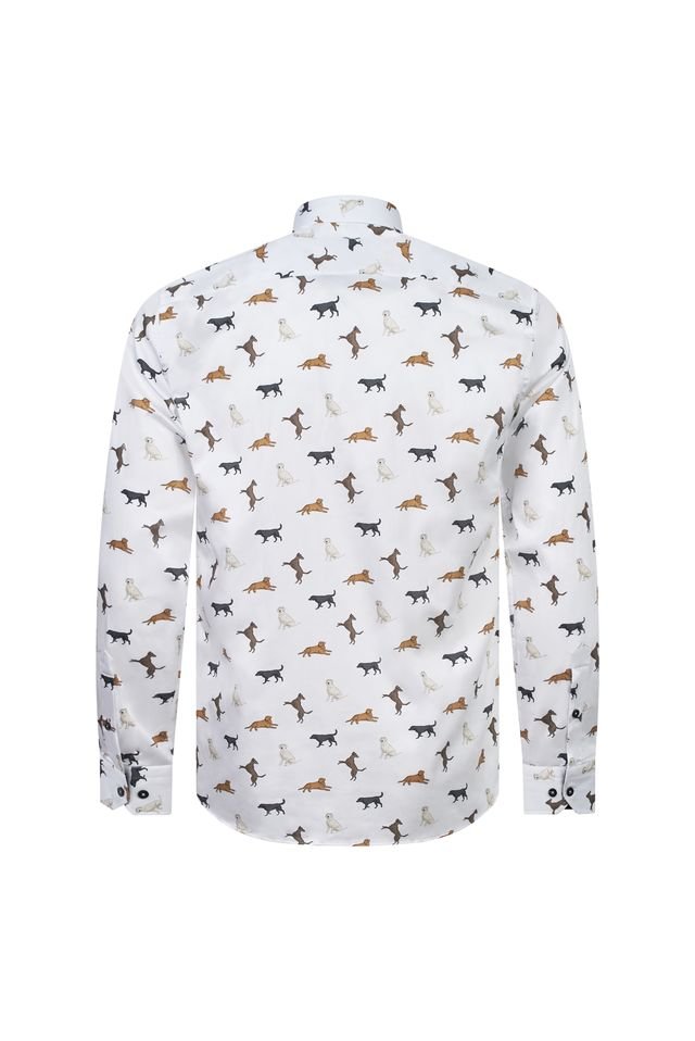 White Shirt with Dog Print